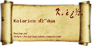 Kolarics Édua névjegykártya